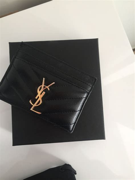 ysl monogram card case in grain de poudre embossed leather|YSL card case.